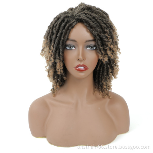 MYZYR Short Synthetic wig For Black Women 14"Inch High Temperature Fiber Dreadlock Ombre Soft Crochet Twist braid Hair